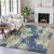 3' X 5' Navy Blue And Beige Abstract Washable Indoor Outdoor Area Rug - Navy Blue, Beige