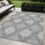 5' X 8' Gray Silver And Charcoal Ikat Washable Indoor Outdoor Area Rug - Gray, Silver, Charcoal