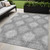 5' X 8' Gray Silver And Charcoal Ikat Washable Indoor Outdoor Area Rug