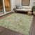 5' X 8' Artichoke Green Gray And Brown Floral Washable Indoor Outdoor Area Rug
