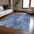 3' X 5' Navy Blue And Denim Blue Abstract Washable Indoor Outdoor Area Rug Transitional Style - Navy Blue, Denim Blue Color