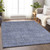 3' X 5' Denim Blue Geometric Washable Indoor Outdoor Area Rug