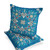 Set of Two 16" X 16" Beige and Blue Blown Seam Paisley Indoor Outdoor Throw Pillow Polyester Modern Style