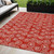 5' X 8' Red And Ivory Geometric Washable Indoor Outdoor Area Rug Transitional Style - Red, Ivory Color