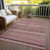 3' X 5' Pink And Taupe Striped Washable Indoor Outdoor Area Rug