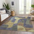 3' X 5' Purple And Gold Abstract Washable Indoor Outdoor Area Rug