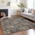 5' X 8' Brown Beige And Taupe Floral Washable Indoor Outdoor Area Rug - Brown, Beige, Taupe