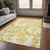 3' X 5' Gold and White Floral Washable Non Skid Indoor Outdoor Area Rug