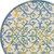 4' Ivory Blue And Yellow Round Trellis Indoor Outdoor Area Rug
