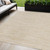5' X 7' Ivory And Gold Abstract Indoor Outdoor Area Rug