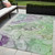 5' X 8' Green Abstract Washable Non Skid Indoor Outdoor Area Rug