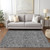 3' X 5' Gray Charcoal And Silver Floral Washable Indoor Outdoor Area Rug
