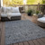 3' X 5' Gray Charcoal And Silver Floral Washable Indoor Outdoor Area Rug