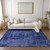 3' X 5' Navy Blue Abstract Washable Non Skid Indoor Outdoor Area Rug - 608219169374