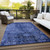 3' X 5' Navy Blue Abstract Washable Non Skid Indoor Outdoor Area Rug - 608219169374