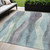 5' X 8' Teal Blue And Fern Green Abstract Washable Indoor Outdoor Area Rug