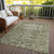 3' X 5' Olive Green Oriental Washable Indoor Outdoor Area Rug
