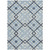 5' X 8' Sky Blue Navy Blue And Ivory Geometric Washable Indoor Outdoor Area Rug