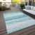 5' X 8' Teal Blue And Ivory Striped Washable Indoor Outdoor Area Rug Transitional Style - Teal Blue, Ivory Color
