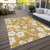5' X 8' Gold Ivory And Brown Floral Washable Indoor Outdoor Area Rug