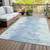 3' X 5' Sky Blue And Denim Blue Abstract Washable Indoor Outdoor Area Rug - Sky Blue, Denim Blue