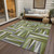 5' X 8' Green Gray And Ivory Geometric Washable Indoor Outdoor Area Rug