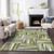 5' X 8' Green Gray And Ivory Geometric Washable Indoor Outdoor Area Rug