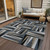 3' X 5' Black Gray And Ivory Geometric Washable Indoor Outdoor Area Rug Transitional Style - Black, Gray, Ivory Color