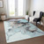 5' X 8' Teal Blue Gold And Gray Abstract Washable Indoor Outdoor Area Rug