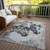 3' X 5' Gray And Silver Horse Washable Indoor Outdoor Area Rug