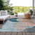 3' X 5' Rust Beige And Teal Blue Geometric Washable Indoor Outdoor Area Rug