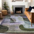 5' X 8' Olive Green Purple And Charcoal Abstract Washable Indoor Outdoor Area Rug