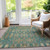 5' X 8' Teal Blue Taupe And Beige Moroccan Washable Indoor Outdoor Area Rug