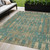 5' X 8' Teal Blue Taupe And Beige Moroccan Washable Indoor Outdoor Area Rug