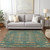 5' X 8' Teal Blue Taupe And Beige Moroccan Washable Indoor Outdoor Area Rug