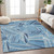 5' X 8' Blue And Teal Blue Geometric Washable Indoor Outdoor Area Rug