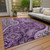 5' X 8' Purple And Charcoal Floral Medallion Washable Indoor Outdoor Area Rug