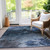 3' X 5' Navy Blue And Denim Blue Abstract Washable Indoor Outdoor Area Rug - Navy Blue, Denim Blue