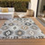 3' X 5' Silver Beige And Charcoal Southwestern Washable Indoor Outdoor Area Rug