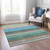 5' X 8' Sage Teal Blue And Tan Striped Washable Indoor Outdoor Area Rug