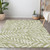 3' X 5' Artichoke Green And Ivory Floral Washable Indoor Outdoor Area Rug Transitional Style - Artichoke Green, Ivory Color
