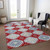 5' X 8' Red And Navy Blue Floral Washable Indoor Outdoor Area Rug