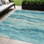 5' X 8' Turquoise Striped Washable Indoor Outdoor Area Rug - Turquoise