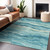 5' X 8' Turquoise Striped Washable Indoor Outdoor Area Rug - Turquoise