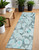 8' Runner Teal Floral Washable Non Skid Indoor Outdoor Runner Rug