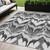 5' X 8' Gray Silver And Charcoal Ikat Washable Indoor Outdoor Area Rug