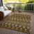 3' X 5' Brown Beige And Artichoke Green Southwestern Washable Indoor Outdoor Area Rug