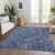 5' X 8' Navy Blue And Sky Blue Paisley Washable Indoor Outdoor Area Rug