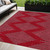 5' X 8' Red And Gray Geometric Washable Indoor Outdoor Area Rug