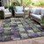 5' X 8' Sage And Purple Striped Washable Indoor Outdoor Area Rug